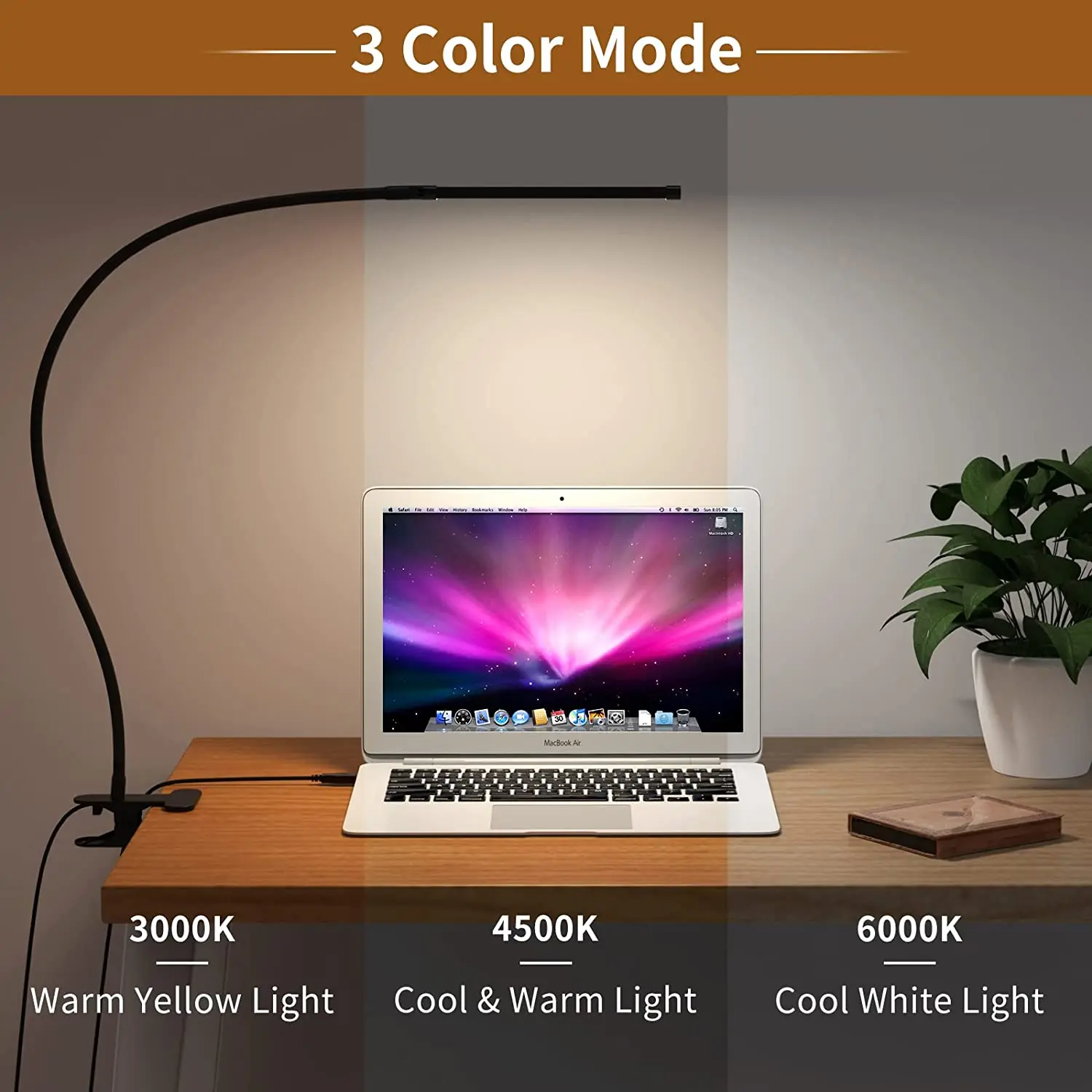 Lampe de lecture ajustable avec clip USB – Media 2